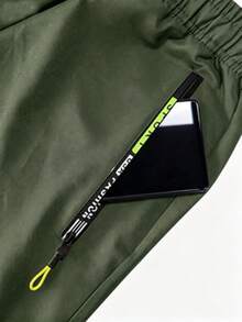 Women's Spring/Autumn Solid Color Multi-Pocket Cargo Pants, Straight Leg Zipper Outdoor Sports Long Pants - Army Green - View 6