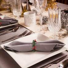 Christmas Red Berry Pine Needle Napkin Rings, Mini Wreath Napkin Buckles, Xmas Table Setting Decor - Multicolor - View 7