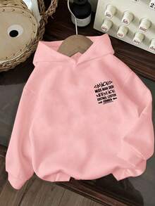 Tween Girl Fun Graphic Print Pullover Sweatshirt, Warm & Comfortable Thermal Lined Pullover Sweatshirt For Autumn/Winter - Pink - View 5