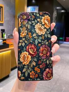 1 buah Casing Pelindung Kamera Ponsel Motif Bunga Pink & Kuning, Dicetak UV, Kompatibel dengan Model /Galaxy/Android - Hitam - View 1