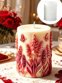 Reusable Lavender Pattern Cylindrical Silicone Candle Mold Fragrance Candle Gypsum Resin Craft Mould DIY Fresh Gentle Home Decor Creative Present For Valentine Wedding Holiday - A - View 5