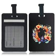 PU Leather Suitcase Tag With Hidden Card Slot Detachable Quick Release Strap Anti Scratch Wearproof Portable For Business Travel Overseas Trip Student Bag And All Luggage Sizes Initial Name Butterfly Letter 26 Letters Pattern - Black 1pc - View 31