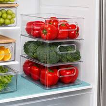 Transparent PET Stackable Fridge Storage Boxes Set Of 6, Reusable Food Storage Containers For Kitchen & Household Use - 6pcs - View 5