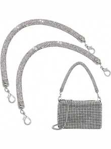 Asa de metal con broche de langosta y strass brillante, diseño elegante y lujoso, apto para banquetes, bodas, actualización de cadena de bolso de lujo diario, esencial para fiestas, estilo duradero para hacer joyas DIY, hacer carteras DIY, reemplazo de correa de bolso con strass, asa corta de bolso, cadena de cartera brillante, apto para bolso de axila/bolso de noche de un hombro/cadena de teléfono/fiesta de boda, hacer carteras DIY - Multicolor - Ver 2