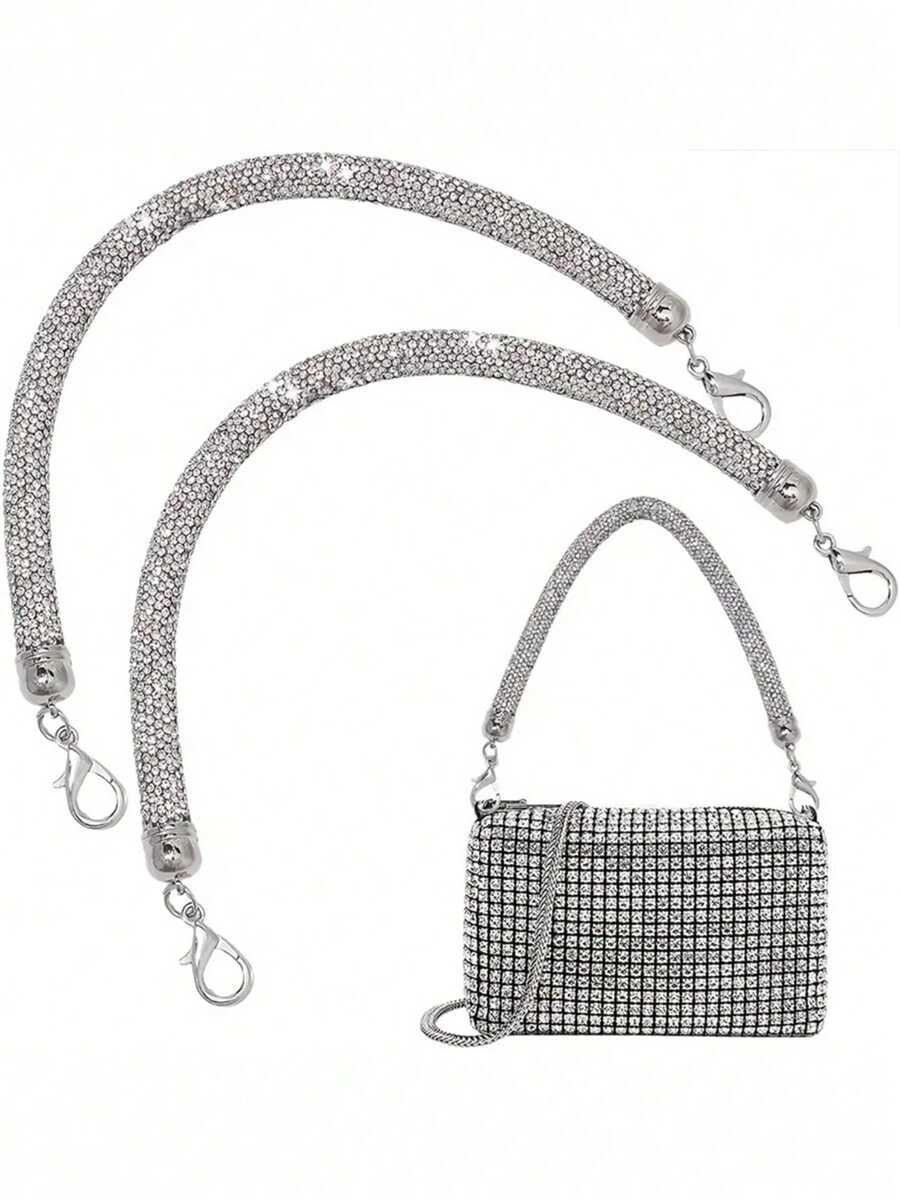 Shiny Rhinestone Metal Lobster Clasp Handle, Elegant & Luxurious Design, Suitable For Banquets, Weddings, Daily Luxury Bag Chain Upgrade, Party Essential, Durable DIY Jewelry Making Style, DIY Wallet Making, Rhinestone Bag Strap Replacement, Short Bag Handle, Shiny Wallet Chain, Suitable For Underarm Bag/One Shoulder Evening Bag/Phone Chain/Wedding Party, DIY Wallet Making - Multicolor - View 1