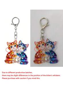 2D Flaches Design Süßer Umarmender Katzen Schlüsselanhänger, Modischer Katzen Thema Party Schlüsselanhänger, Taschen Dekoration. Geeignet für Werbegeschenke, Verpackungsdekoration, Auto Hängedekoration, Rucksack Dekoration, Autoschlüssel Dekoration. Ein durchdachtes und warmes Geschenk für Schulanfang, Lehrertag, Muttertag, Geburtstag und andere Feste. - Verschiedenfarbig - Übersicht 12