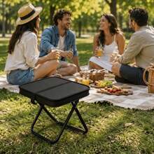 1pc Portable Crossbody Folding Stool, Lightweight Foldable Camping Chair, Mini Stool For Travel, Fishing, Train, Picnic, Queueing And Waiting - Black - View 8
