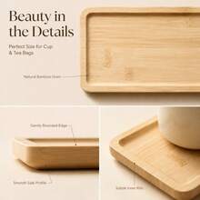 Compact Rectangular Bamboo Tray, Small Desktop Storage Tray - Apricot - View 5