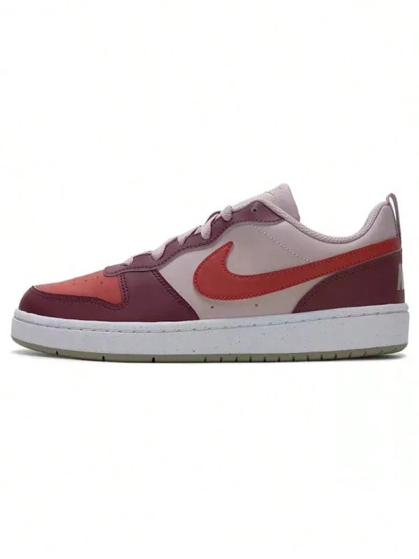 Nike COURT BOROUGH LOW RECRAFT Big Kids' Retro Casual Low-Top Cushioned Lightweight Breathable Sports Skate Shoes - Red/Pink - View 1