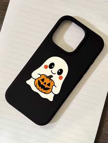 1pc Fashion Personalized Halloween Cute Ghost Graphic Aesthetic Pattern Black Liquid Straight Edge Phone Case Compatible With IPhone 16/16 Pro/16 Plus/15/15 Pro Max/15 Pro/11/12/13/14 Pro Max/11 Pro/11 Pro Max/12 Pro/12 Pro Max/13 Pro/13 Pro Max/14 Pro/14 Pro Max Soft Shell Premium Creative - Multicolor - View 3