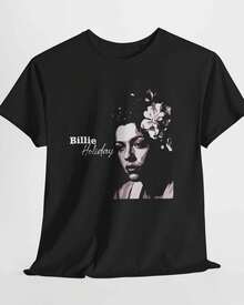 Billie Holiday Classic Portrait Vintage Jazz Singer Unisex Tee T Shirt - 黑色 - 查看 1