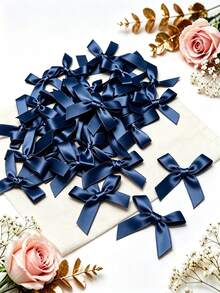 (50pcs/Pack) 4cm Ribbon Bows, Multiple Colors Available, Suitable For Gift Decoration And Hair Clip/Headband Making, Valentine's Day Gift - Plain Bow - View 4
