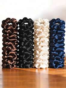 24pcs Satin Scrunchies, Classic Versatile 4-Color Assortment - Multicolor - View 3