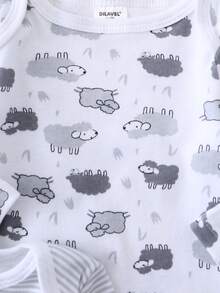 DILAVEL 5PCS Autumn And Winter New Baby Long Sleeved Bodysuit Suitable For Babies, Cute Cartoon Elephant Embroidery Pattern, Cotton Soft And Skin Friendly Fit - Dusty Purple - View 6