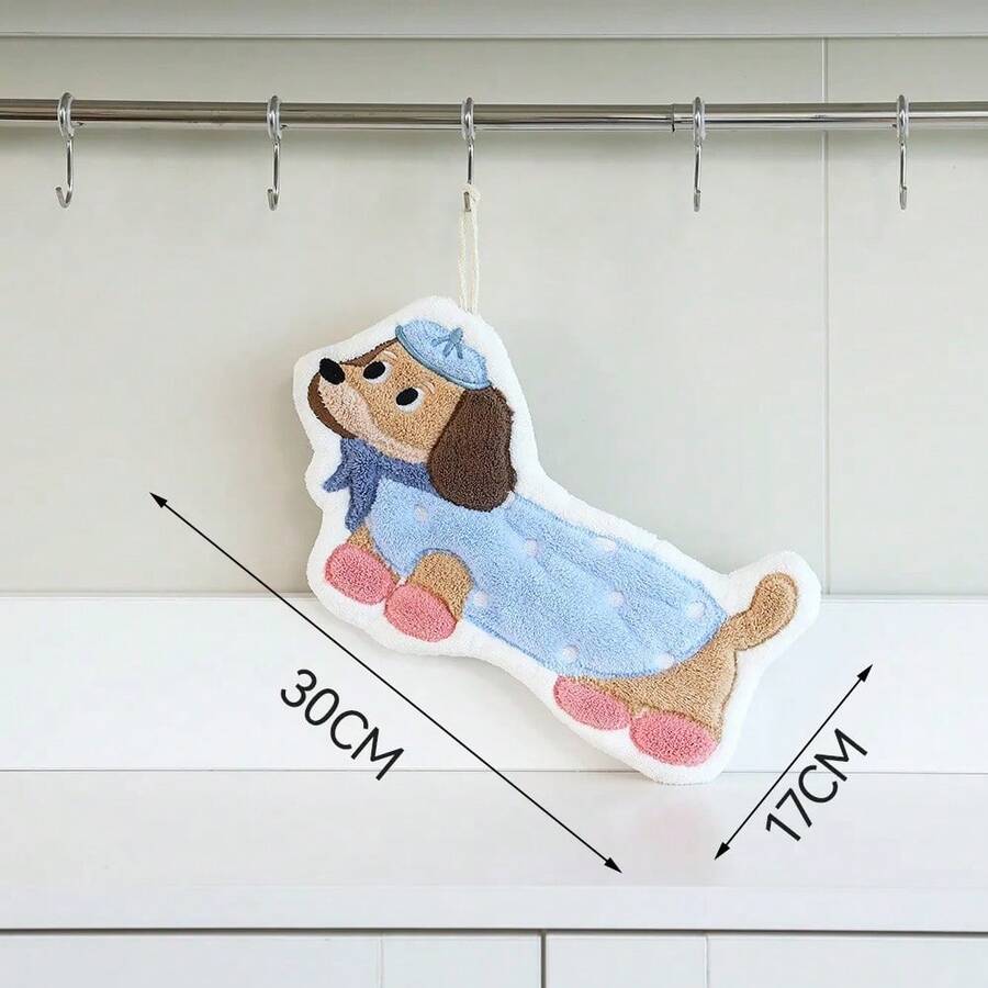 Toalla de Mano con Forma de Perro de Dibujos Animados.Súper Absorbente y de Secado Rápido, Apto para Limpiar las Manos en Baños y Cocinas - Azul - Ver 1