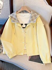 Women's Hooded 2 In 1 Baseball Jacket, 2026 Spring/Autumn New Casual Jacket - Yellow - View 1