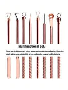 OBOVAY 4pcs Blackhead & Acne Remover Kit, Pimple & Blackhead Removal Needle, Facial Skin Pore Cleaning Tool Set - Rose Gold - View 6