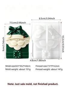 2 Sizes Santa Claus Gift Box Silicone Candle Mold, Bow-Knot Christmas Gift Box Shape With Santa Beard And Holly Berry Embossed Design, Soft Silicone Easy Release, Suitable For Soy Wax, Aromatic Plaster, Handmade Soap DIY - Santa Claus - View 8