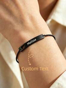 Silver Hollow Butterfly Carved Bracelet, Unisex, DIY Customized Carved Bracelet Set, Stainless Steel Material, High-Quality Curved Brand Customized Bracelet - Black Heart Bracelet - View 2