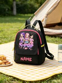 Personalized Back To School Backpack, Casual Versatile Music Idol Theme Print, Zipper Closure Nylon Material, Adjustable Shoulder Straps, Hand-Carry, Dancing, Shopping, Outdoor Trips, Birthday Gift, Aesthetic, Fandom-Core, Concert Essentials - Multicolor - View 16