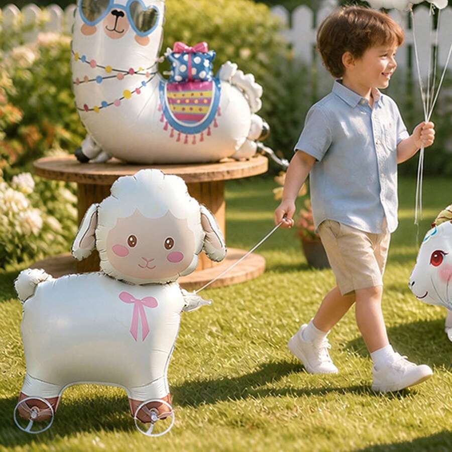 Cartoon Sheep Balloon With Wheels Children's Outdoor Toy Balloon Suitable For Birthday Party Holiday Gift Sheep Balloon With Wheels - Multicolor - View 1