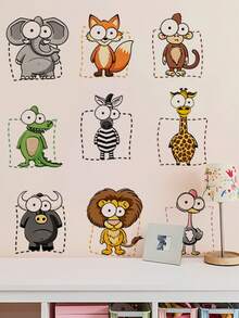 1pc Cartoon Cute Big Eye Adorable Animal Wall Decor Sticker, Removable Room Decoration Wall Decal For Bedroom, Living Room, Kids Room - 1PC - View 2