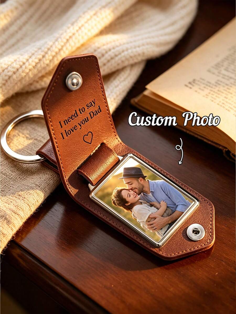 Personalized Men's Keychain With Photo, Customized Name And Photo Keychain Metal Tag Photo Keychain, Personalized Name Keychain, Engraved Keychain, Father's Day Gift, Husband Gift, Anniversary Men's Gift