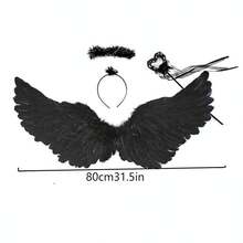 1/3 Sets Natural White Feather Angel Wings, Costume Props Suitable For Photography, Stage Performance, Cosplay,Halloween - White - View 12