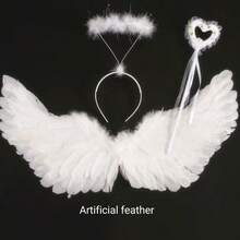 1/3 Sets Natural White Feather Angel Wings, Costume Props Suitable For Photography, Stage Performance, Cosplay,Halloween - White - View 15