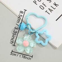 Cute Sequin Flower Hollow Star Keychain, Candy Color Heart-Shaped Spring Key Ring With Mini Bell, Adorable Aesthetic Bag Charm, Suitable For Backpack, Car Keys, Sweet Y2K Accessory Gift For Girls - Star Flower - View 3