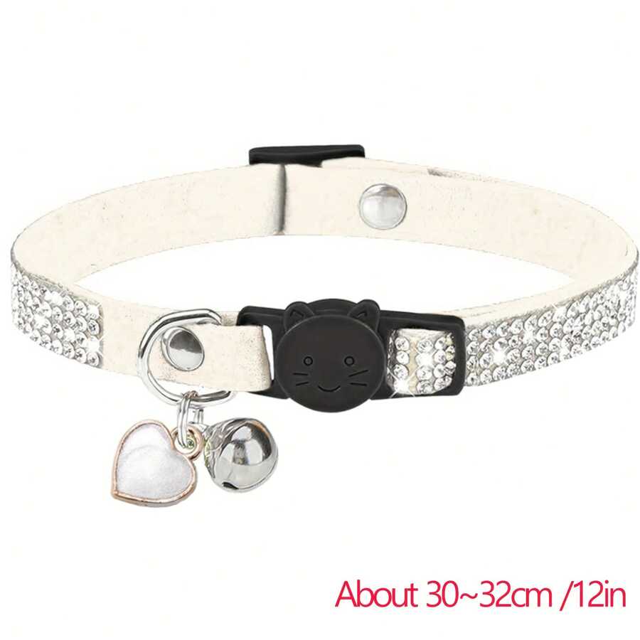 Rhinestone Cat Collar Breakaway With Bell, Diamond Cat Collar With Safety Buckle Quick Release For Girl Boy Small Kitten Pets Puppy,Cute Soft Female Male Cat Collars - Beige - View 1