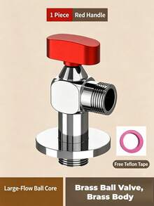 1pc 100% Pure Brass Full Port Ball Valve, High Flow 1/2" Water Heater Shut-Off Valve, Universal Cold And Hot Water Pipe Fitting - Full Copper High-flow Angle Valve - View 9
