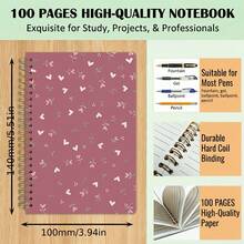 1pc Bohemian Floral Heart Spiral Notebook With Perforated Pages And Soft Cover - Pink, Suitable For School, Office, Journal, Gift, Durable Cover, Compact Size, With Lined Pages For Bullet Journaling And Planning - Multicolor - View 8