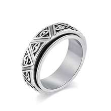 Vintage Triangle All-Seeing Eye Stainless Steel Rotating Ring, Black Gold Silver Three Colors Optional, Embossed Distressed Texture Strong Atmosphere, Hypoallergenic Waterproof Fade-Resistant, Stress Relief Rotating Design, Unisex Street Hip-Hop Style, Men's Accessory, Gift Ring - Multicolor - View 5