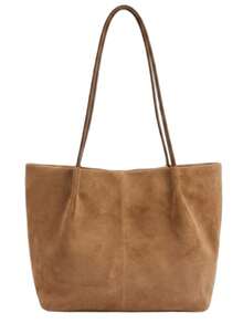 2026 Autumn New Chestnut Suede Vintage Large Capacity Business Commute One Shoulder Underarm Women's Bag - Maroon - View 2