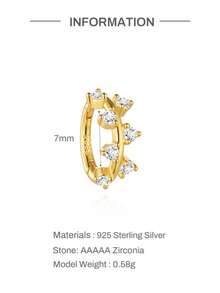 1Pc 925 Sterling Silver Gold Plated Hoop Earring Ear Cartilage Nose Rings Piercing Hypoallergenic Jewelry For Birthday Wedding Bridal Gift Men Women - Gold - View 17