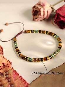 YAUKIA Bohemian Triple Protection Bracelet , African Turquoise , Tiger Eye & Obsidian Beaded Bracelet ,Brings Abundance , Stackable Adjustable Jewelry Gift - Multicolor - View 5