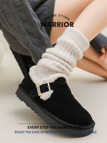 Warrior Comfortable Street Style Snow Boots For Women Autumn And Winter Comfortable Running Shoes Modest Style Casual Yet Sleek Sneakers Applicable Throughout The Year Wear-Resisting All-Day Wear Training Sneakers Warm Fleece-Lined Sneakers - Black - View 6