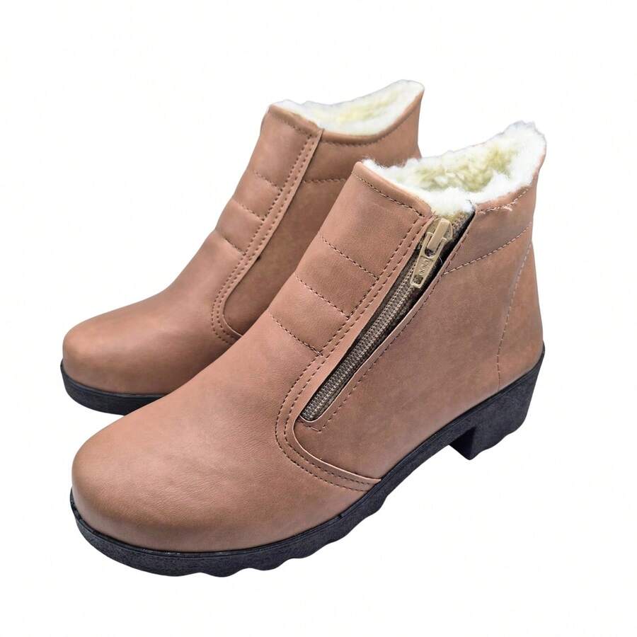 Women's Faux Fur Ankle Boots - 5cm Lug Sole Ref. 335 - 駝色 - 查看 1
