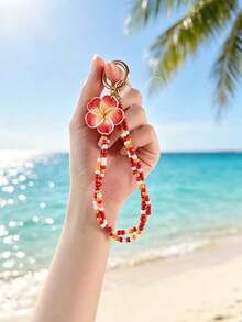 1pc Bohemian Seed Bead Multi-Layer Plumeria Pendant Phone Anti-Loss Decorative Lanyard (Random Color) - Multicolor - View 9