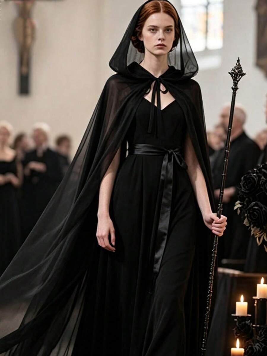 Women's Wedding Tulle Hooded Cape, Bridal Gown Robe, Ramadan, Halloween Cosplay With Long Train, Wedding Wrap, Carnival, Valentine's Day - Multi-color Style B - View 1