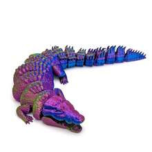 Crocodile 3D Printed Doll, Flexible Mouth Opening And Closing, Desktop Display Funny Ornament, Car/Bookshelf Decoration, Thanksgiving/Birthday/Christmas Gift (Random Color Stripes) - Multicolor - View 11