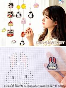 167pcs DIY Cross Stitch Material Kit 14CT Transparent Mesh Sheet Bead Pendant Making Tool Set (Finished Product In Image Needs To Be Made Yourself, This Product Only Includes Accessories, No Tutorial Included) - Multicolor - View 6