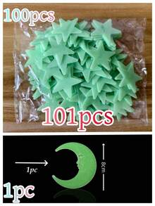 100/200pcs Glow-In-The-Dark Star Wall Stickers, Fluorescent Wall And Ceiling Star Decals, Make Bedroom Shine Like Night Sky, Bedroom Decor, Home Decoration - Multicolor - View 17
