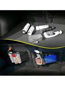 Universal Car Seat Back Mesh Storage Bag With Hook & Loop, Elastic Net Pouch Suitable For Car Trunk, Multi-Functional Nylon Hanging Organizer, Ideal For Daily Use, Travel Essentials, Back To School Season - Multicolor - View 4