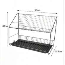 2 Tier Dish Drying Rack With Drain Tray, Large Capacity Kitchen Counter Dish Rack, Metal Dish Drainer With Removable Utensil Holder - View 12