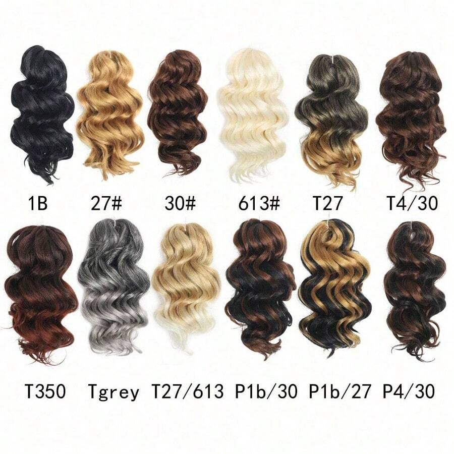 HONG SHI JIA Rambut Crochet Ocean Wave 8 inci terbuat dari serat sintetis berkualitas tinggi untuk rambut kepang keriting gelombang dalam suhu rendah. - MultiWarna - View 1