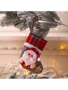 1pc Christmas Stocking Long Sock Burlap Tableware Holder Tableware Bag Santa Claus Snowman Reindeer Christmas Long Pants Christmas Party Table Decoration Fireplace Christmas Tree Hanging Decoration Home Decor - Multicolor - View 7