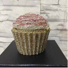 Cute Cupcake Rhinestone Clutch Diamond Crystal Purse Evening Bags For Women Party Cupcake Crystal Clutch Purse Wedding Cupcake Stunning Purse Clutches - 粉色 - 查看 5