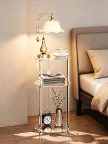 Transparent Acrylic Round Coffee Table, Living Room Side Table, Sofa Side Table, Double Layer, Triple Layer Storage Table, Modern Minimalist Transparent Table, Small Apartment Coffee Table - Transparent - View 10